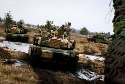 JAV tankai Abrams žygio metu
