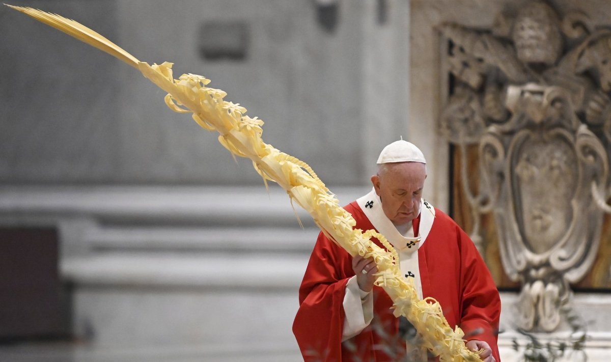 Popiežius Verbų sekmadienio mišias transliavo internetu