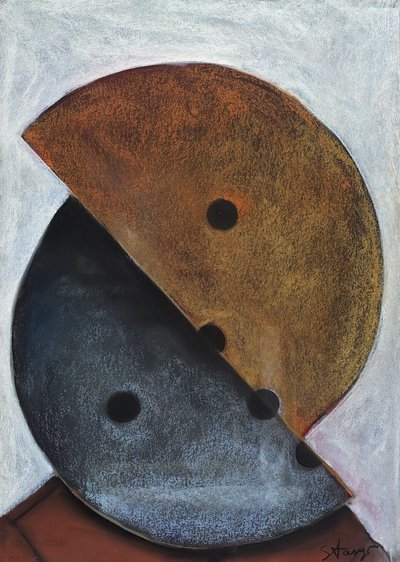 Stasys Eidrigevičius. Puse per pusę. Pastelė 70x50cm. 2019.