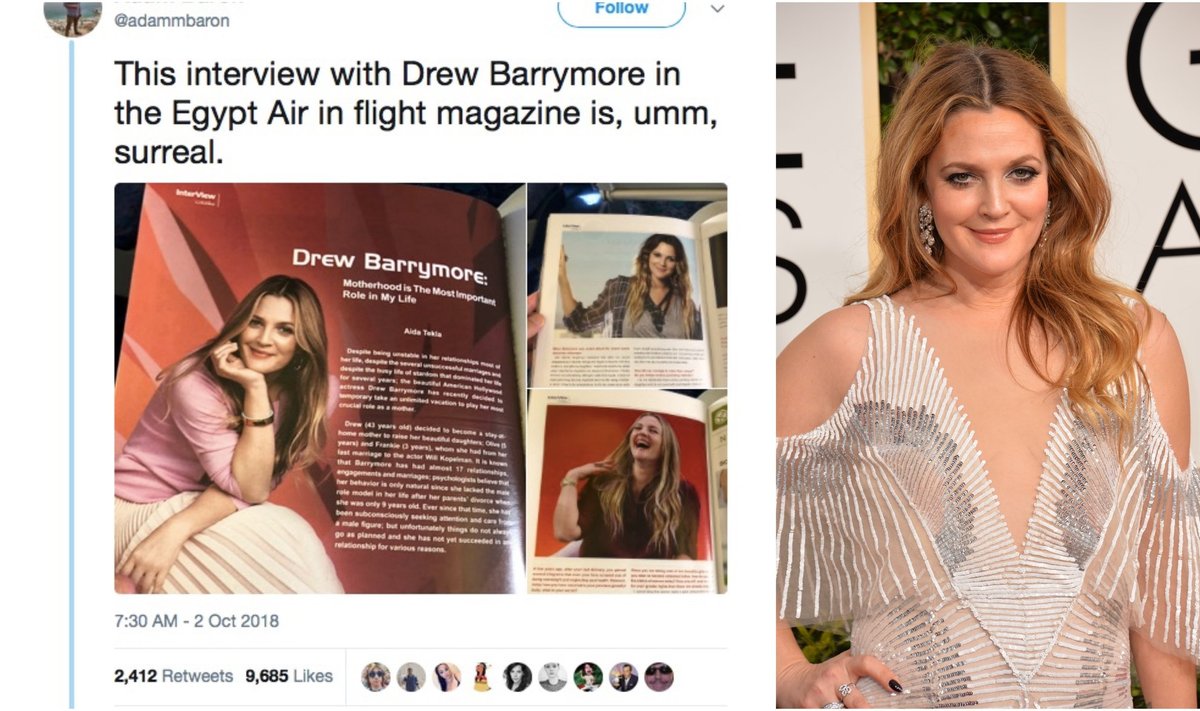 Drew Barrymore interviu žurnale