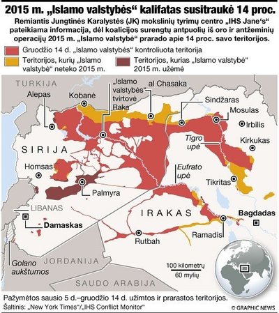 „Islamo valstybės“ kontroliuotos teritorijos 2015 m. gruodį