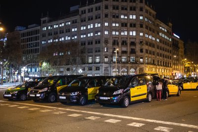 Taksi vairuotojų streikas Barselonoje