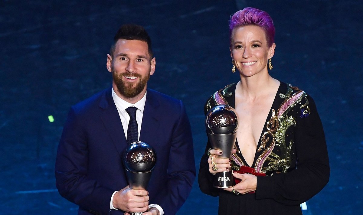 Geriausi pasaulio futbolininkai Lionelis Messi ir Megan Rapinoe