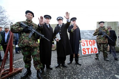 Demonstracija prieš pasienio kontrolės punktų atsiradimą prie Airijos sienos