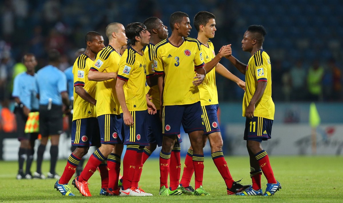 Kolumbijos U20 futbolo rinktinė džiaugiasi įvarčiu
