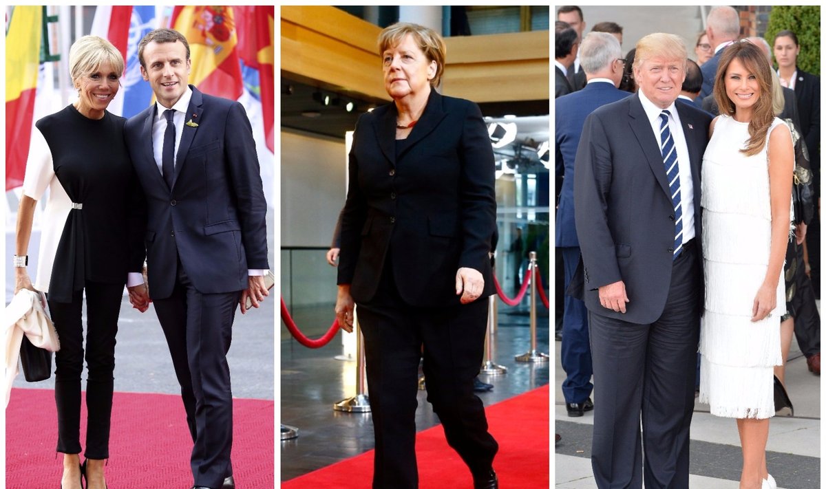 Brigitte ir Emmanuelis Macronai, Angela Merkel, Donaldas ir Melania Trumpai