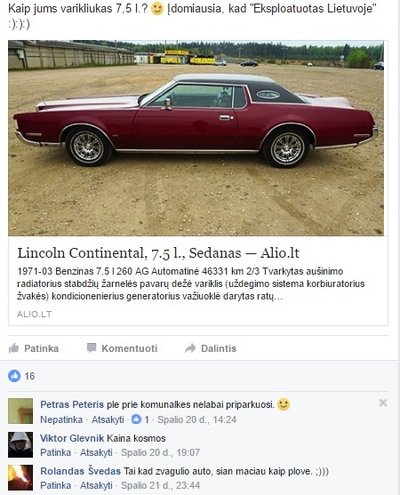 Ž. Žvagulio parduodamas 1971 m. "Lincoln Continental"