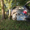 Jonavoje – girto vairuotojo avarija: po smūgio į medį apsivertė, yra sužeistų