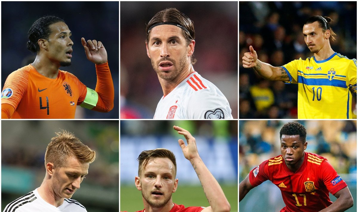 Virgilas van Dijkas, Sergio Ramosas, Zlatanas Ibrahimovičius, Marco Reusas, Ivanas Rakitičius, Ansu Fati