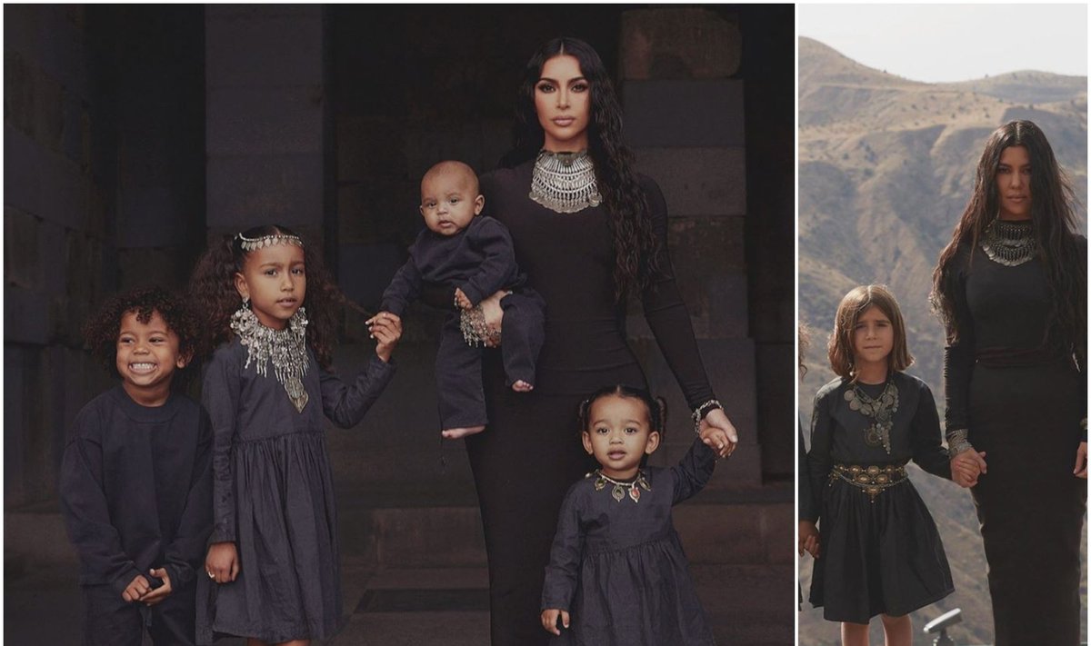 Kim ir Kourtney Kardashian su vaikais