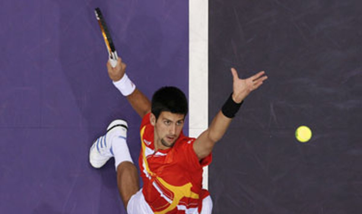 Serbijos tenisininkas Novakas Djokovičius dalyvauja turnyre Madride (Ispanija).