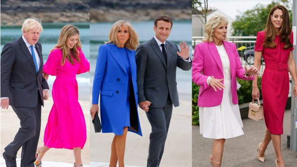 Antrosios G7 lyderių pusės pakerėjo moterišku grakštumu: tik pažiūrėkite, kaip pasipuošė pasaulio galingųjų valstybių ponios