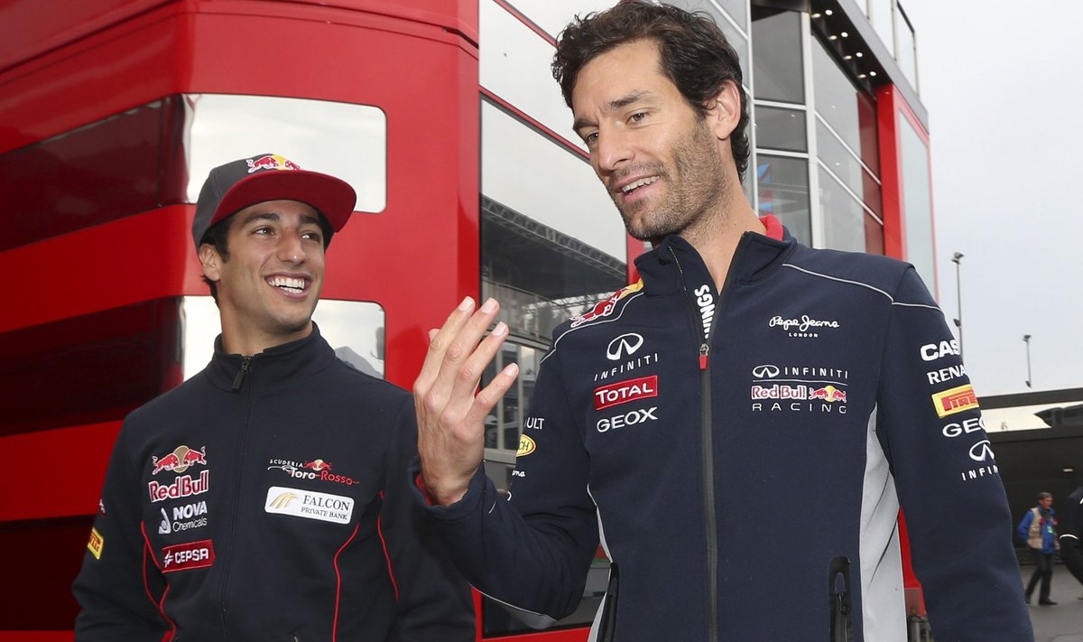 Danielis Ricciardo ir Markas Webberis