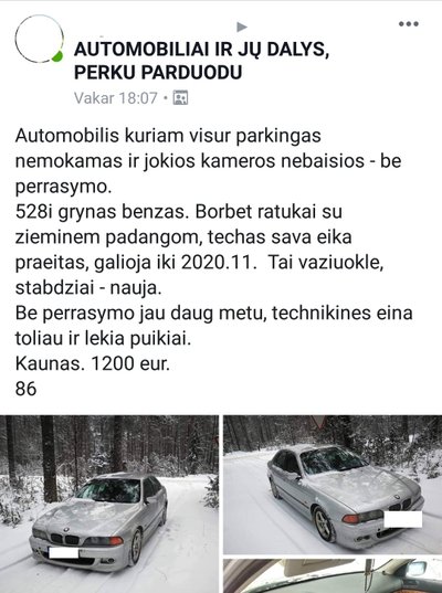 Parduodamas BMW, kuriam esą nebaisūs nei greičio matuokliai, nei baudos už stovėjimą