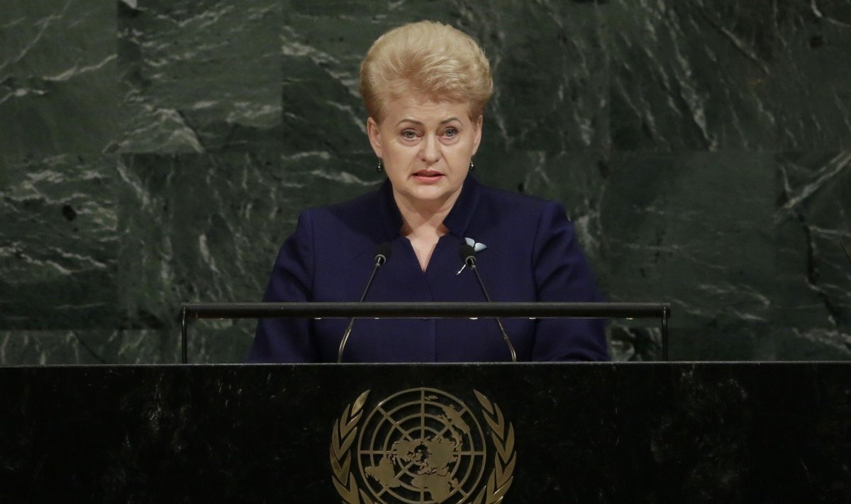 Dalia Grybauskaitė sako kalbą Jungtinėse Tautose