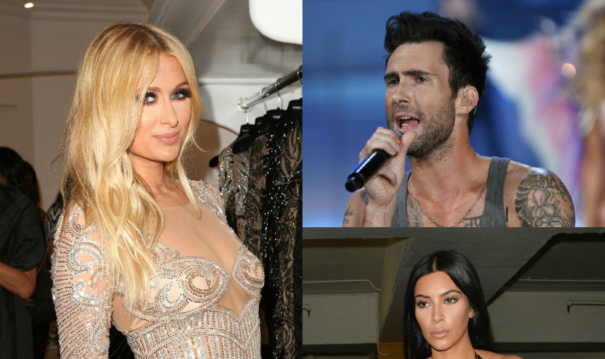 P. Hilton, A. Levine ir K. Kardashian