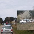 Vilniaus r. ant BMW užvirto elektros stulpas: avarija įvyko automobiliui nuskriejus nuo kelio