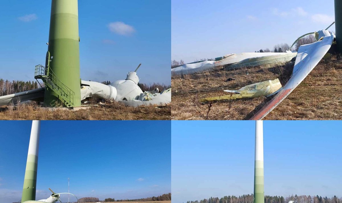 Zarasų rajone nuvirtusi vėjo jėgainė 