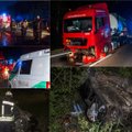 Žiauri naktinė avarija: „Škoda“ kaktomuša susidūrė su pavojingą krovinį vežusiu vilkiku