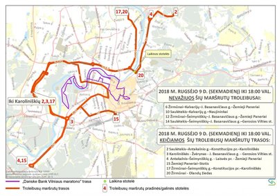 Eismo ribojimai bei pakeitimai "Danske Bank Vilniaus maratono" metu