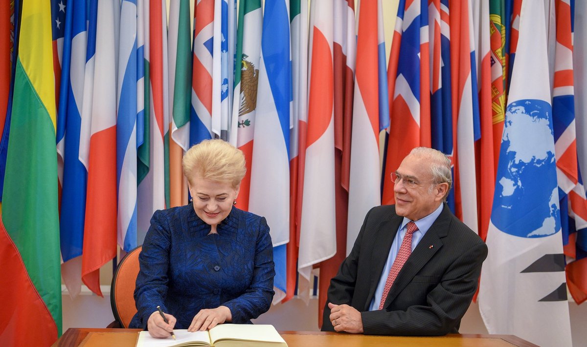 Dalia Grybauskaitė meeting with OECD Secretary General Angel Gurria