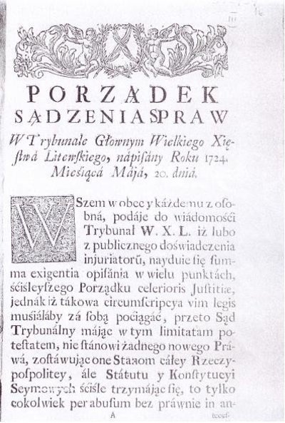 1724 m. bylų nagrinėjimo LDK Vyriausiajame Tribunole tvarka