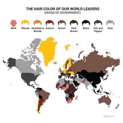 Kolor włosów liderów państw. Foto: http://dadaviz.com/