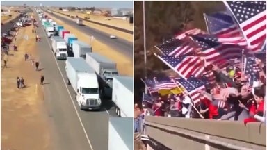 Ar link Teksaso sienos tikrai pajudėjo didžiulis sunkvežimių konvojus?