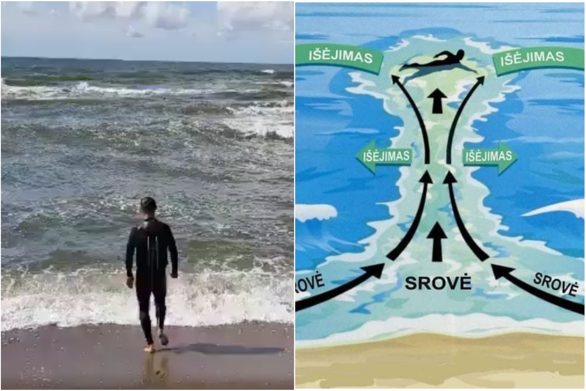 Машину уносит в море