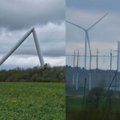 Akmenės vėjo jėgainių parke demontuojama sugriuvusi turbina