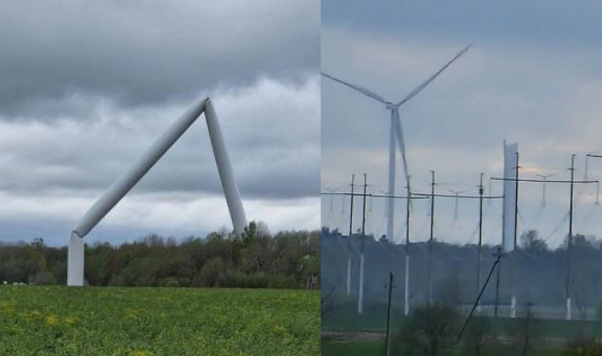 Akmenės rajone nukrito vėjo jėgainė