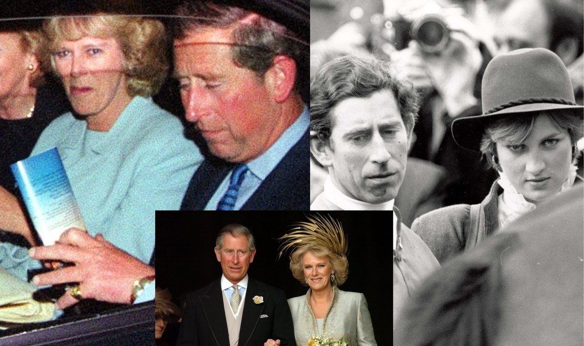 Princas Charlesas su žmona Camillą ir princesė Diana