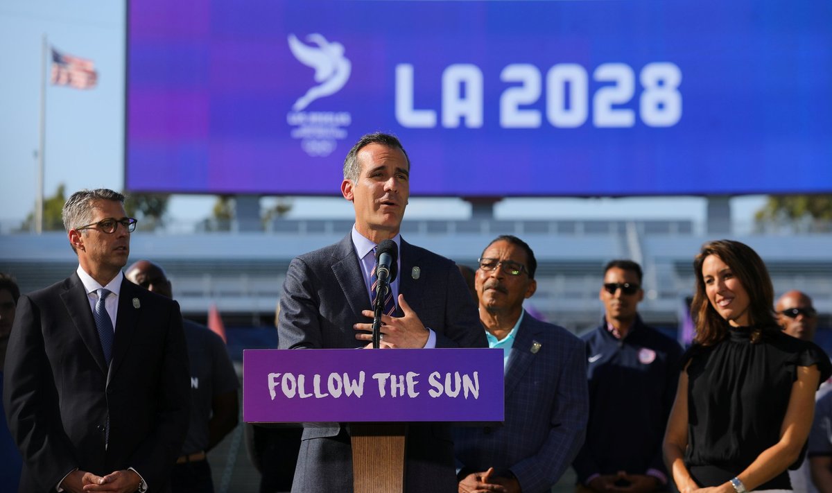 Los Andželo meras Ericas Garcetti ir 2028 metų olimpinės žaidynės