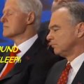 B. Clintonas pastebėtas snaudžiantis H. Clinton nominacijos kalbos metu