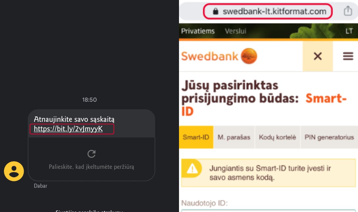 „Swedbank“ sukčių žinutės