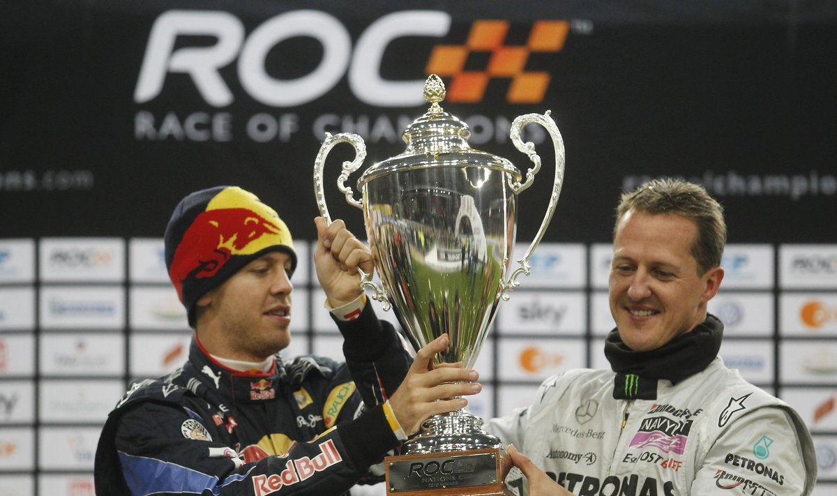Sebastianas Vettelis ir Michaelis Schumacheris " Race of Champions" lenktynių nugalėtojai 