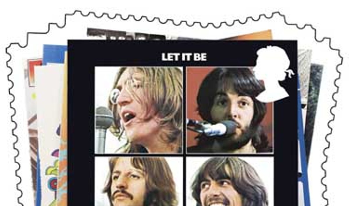 Pašto ženklas su „The Beatles“ albumo „Let It Be“ viršeliu, Didžiojoje Britanijoje pasirodysiantis sausio 9 dieną.