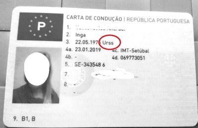 Lietuvei išduotame portugališkame vairuotojo pažymėjime gimimo šalimi nurodyta Sovietų Sąjunga