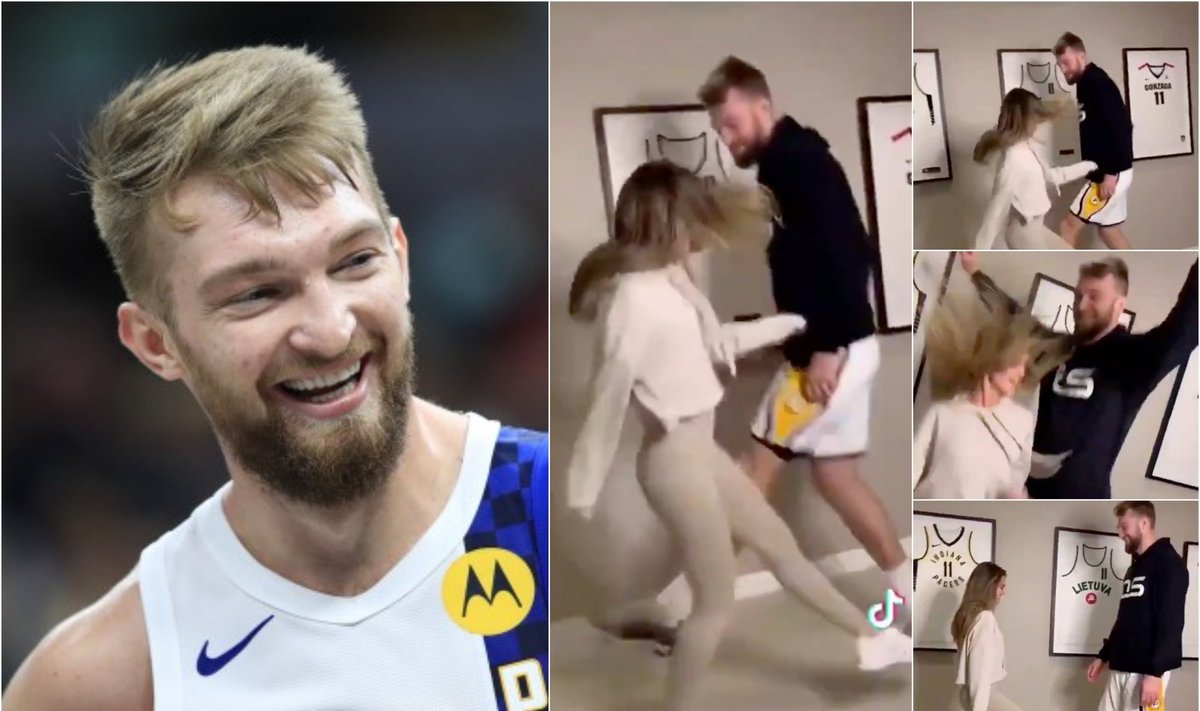 Domantas Sabonis su širdies drauge / Foto: Scanpix, TikTok stopkadrai