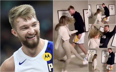 Domantas Sabonis su širdies drauge / Foto: Scanpix, TikTok stopkadrai