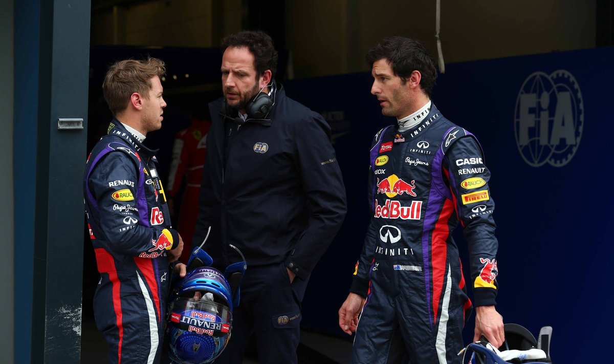 Sebastianas Vettelis, Matteo Bonciani ir Markas Webberis 