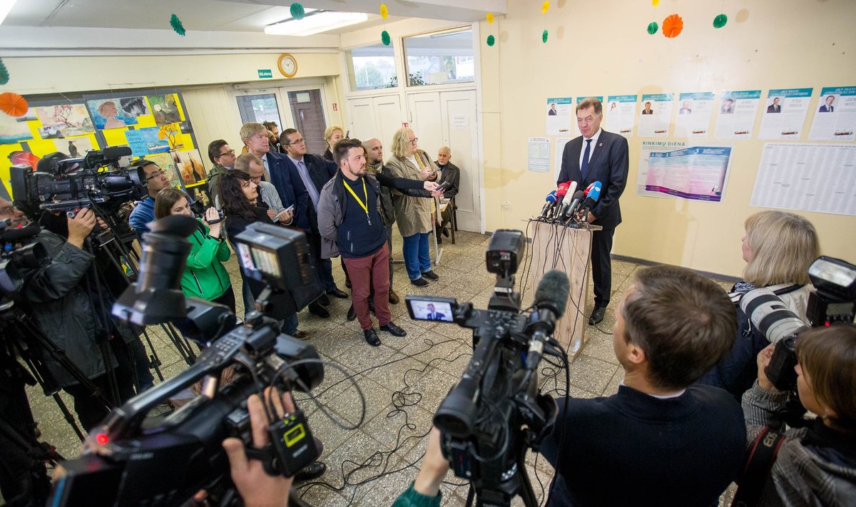 Algirdas Butkevičius after casting his vote in the Seimas elections 2016