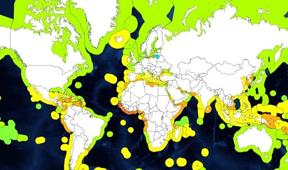 Pasaulinio vandenyno sveikatos indekso žemėlapis