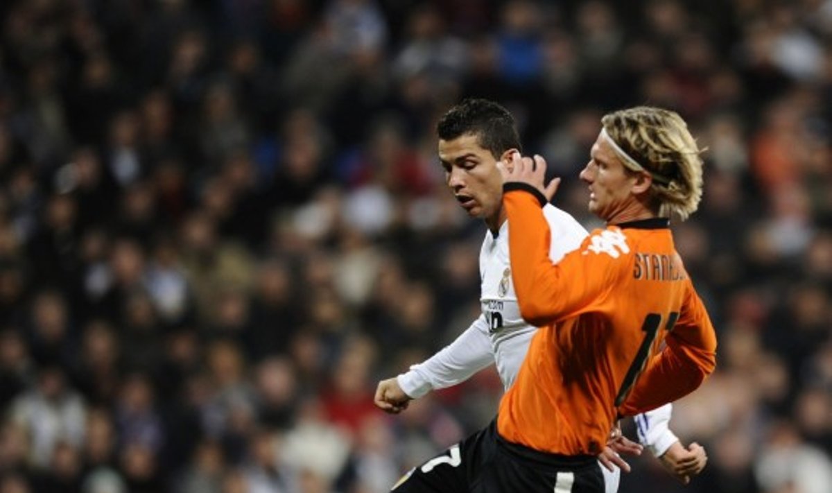 Cristiano Ronaldo ("Real") ir Marius Stankevičius ("Valencia")