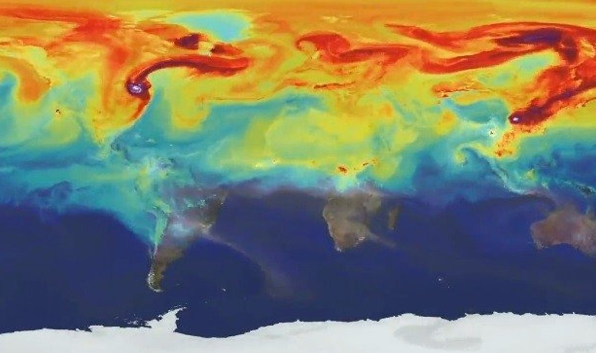 Vizualizacija, kaip po pasaulį sklando anglies dvideginio dujos