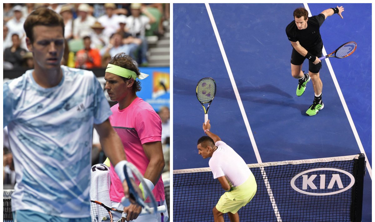 Tomašas Berdychas, Rafaelis Nadalis, Nickas Kyrgiosas ir Andy Murray'us (AP/Reuters/Scanpix nuotr.)