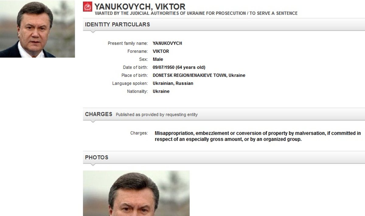 Viktoras Janukovyčius, interpol.int nuotr.