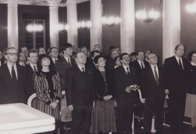 1992 VU TSPMI įkūrimas: S.Lozoraitis, D.Lozoraitis, R.Pavilionis, M.A.Pavilionienė, V.Landsbergis ir kt.