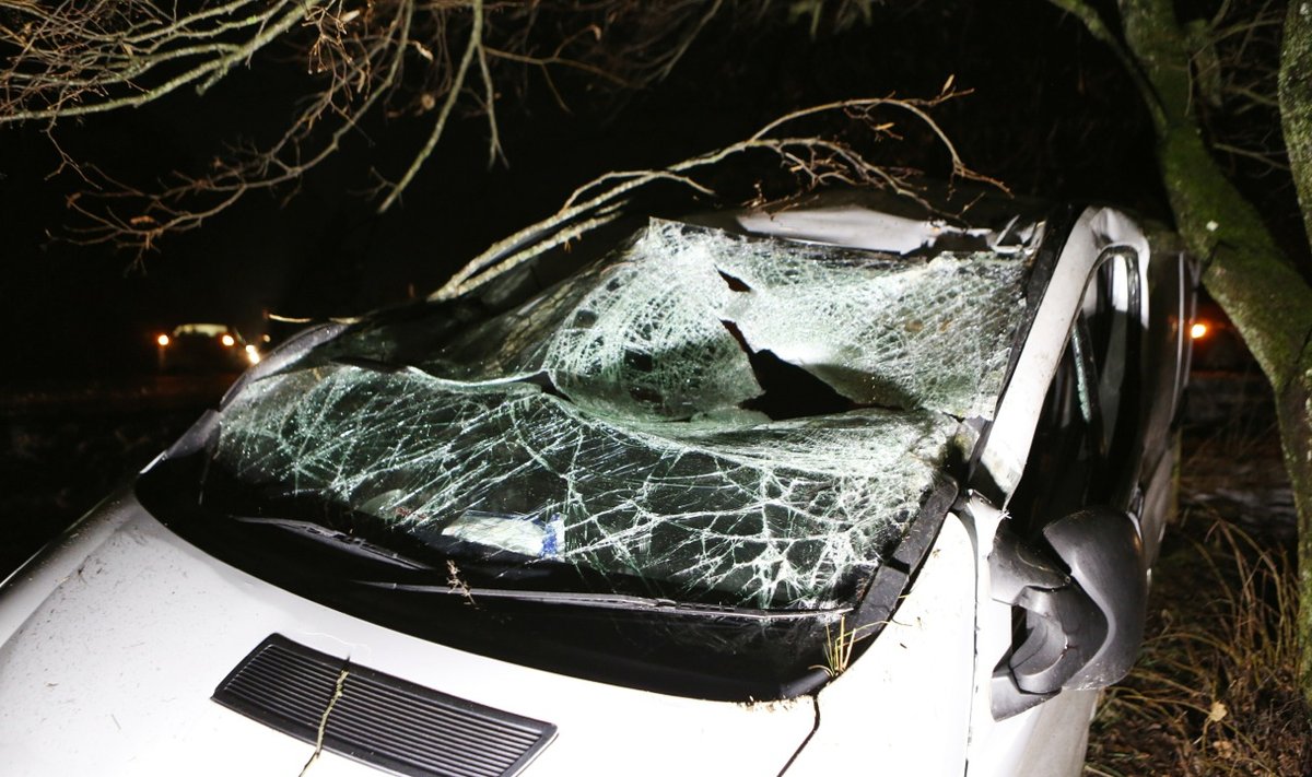Nissan Primaster avarija dėl plikledžio Pagėgių rajone