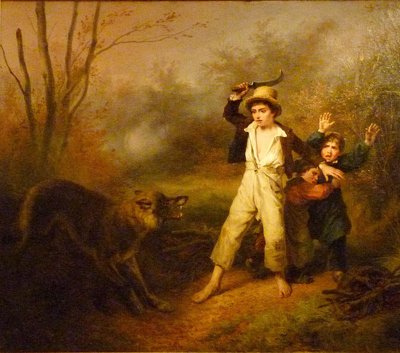 „Valstiečių vaikas ginasi nuo vilko“. Prancūzija, 1833